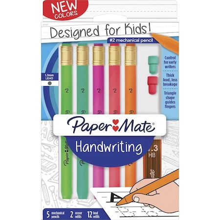 Paper Mate Mechanical Pencils for Handwriting, Triangular, 5/PK, AST PK PAP2017483